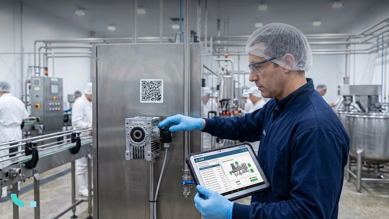 Imagen de un técnico que revisa equipamiento industrial con un dispositivo digital.