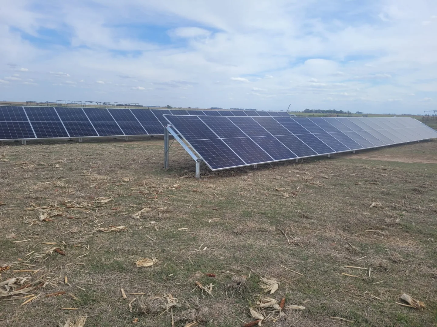 Paneles solares instalados en un predio rural.